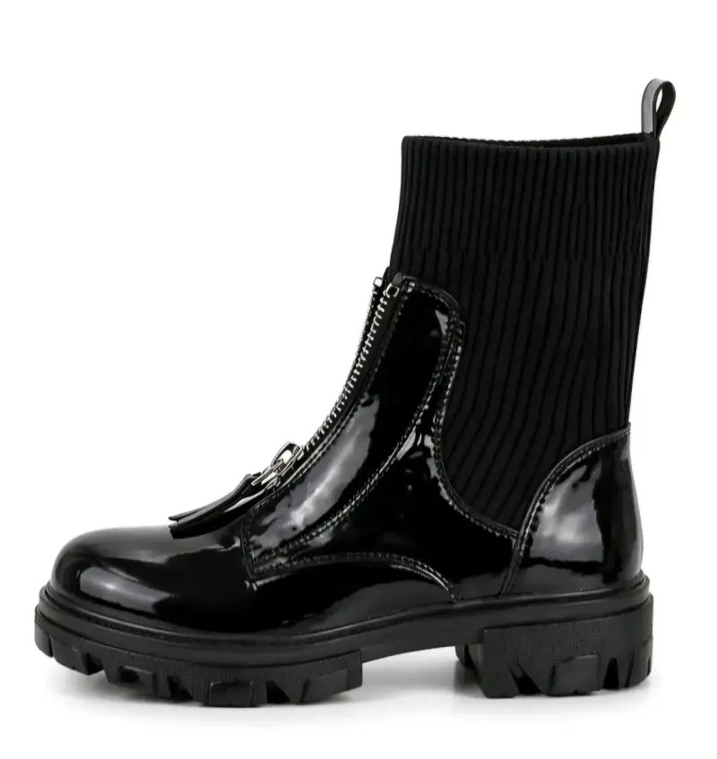 Botas negras con cierre frontal - 1