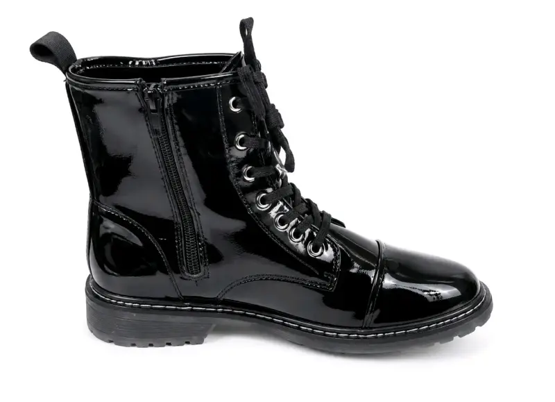 Botas negras charol con cordones - 1