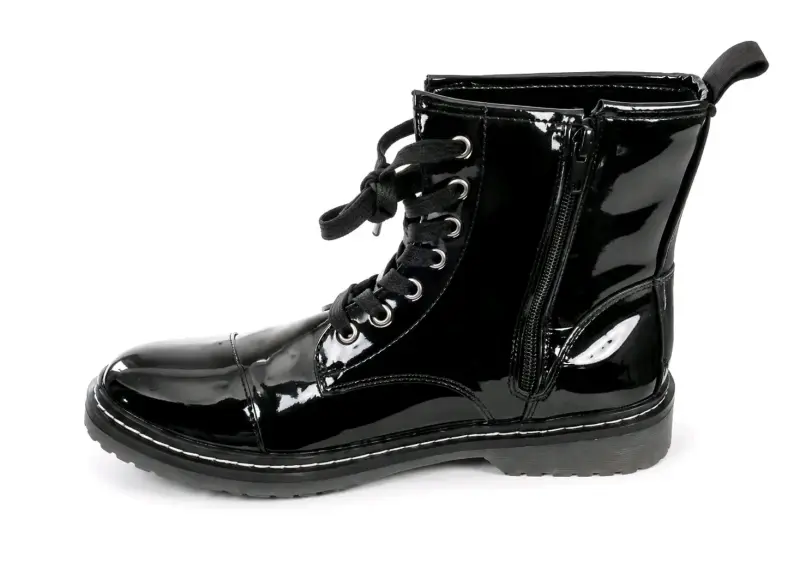 Botas negras charol con cordones - 2