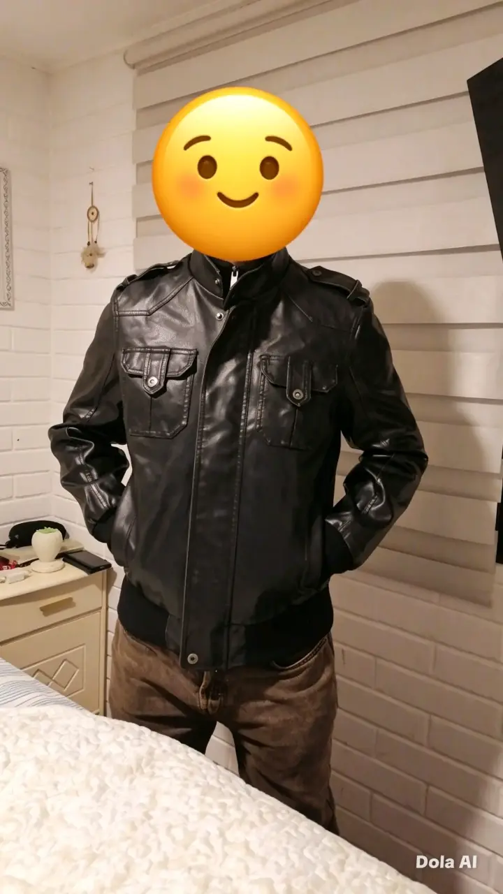Chaqueta de hombre negra de cuero - 2