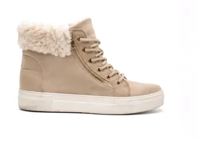 Zapatillas altas beige con forro - miniatura 1