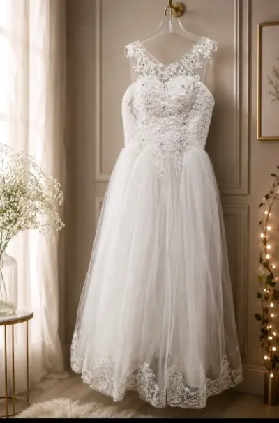 Vestido de novia encaje blanco - miniatura 1