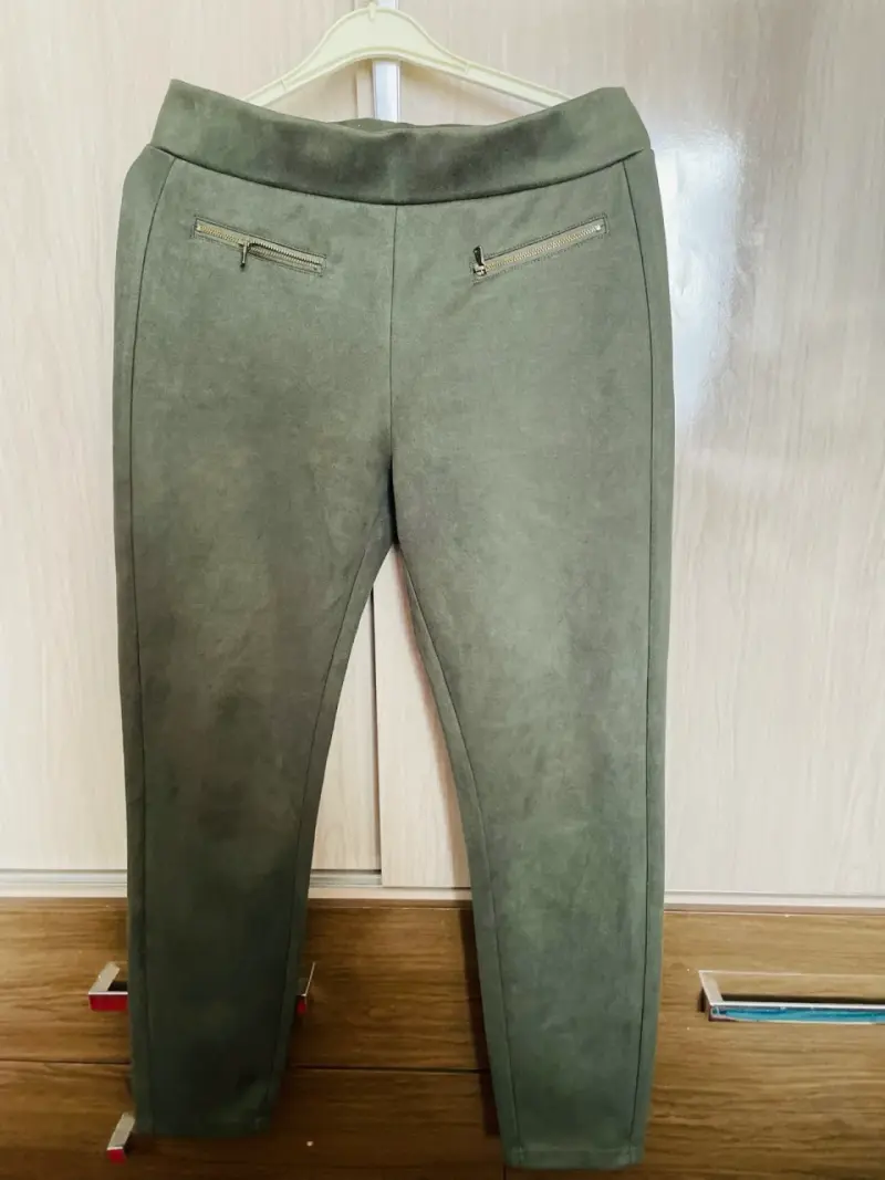 Calza verde Gamuza con cierres talla S - 2