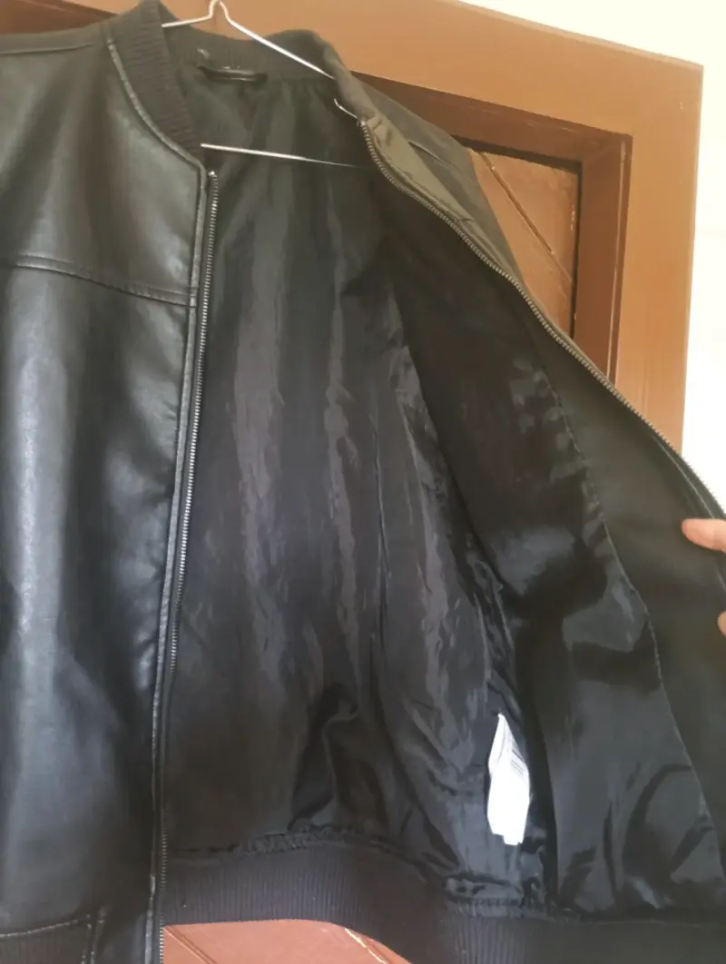 Chaqueta de cuero negro talla 16, - 2