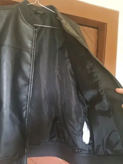 Chaqueta de cuero negro talla 16, - miniatura 2