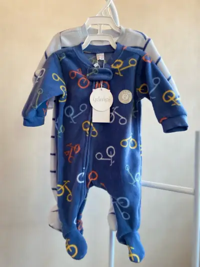 Pijama bebé azul con bicis - miniatura 3