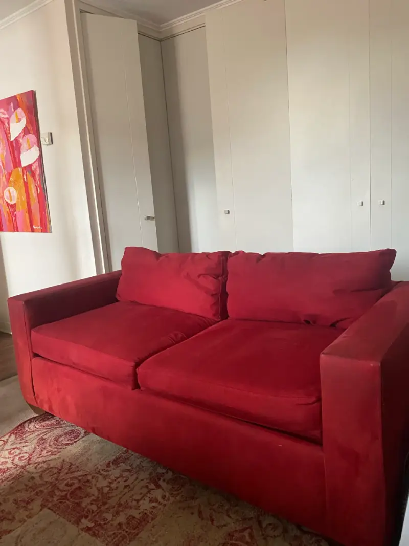 Sofá rojo de dos plazas