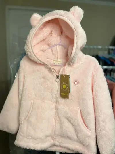 Chaqueta rosada peluche bebé - miniatura 1