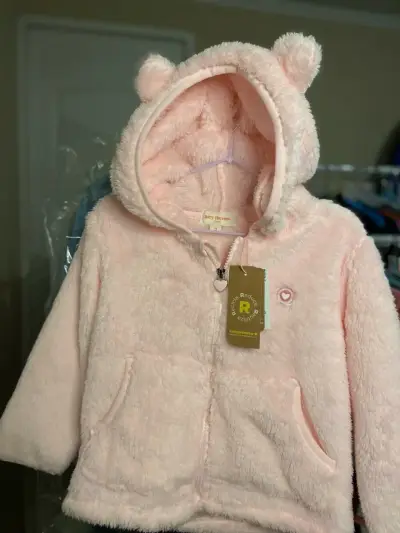 Chaqueta rosada peluche bebé - miniatura 3