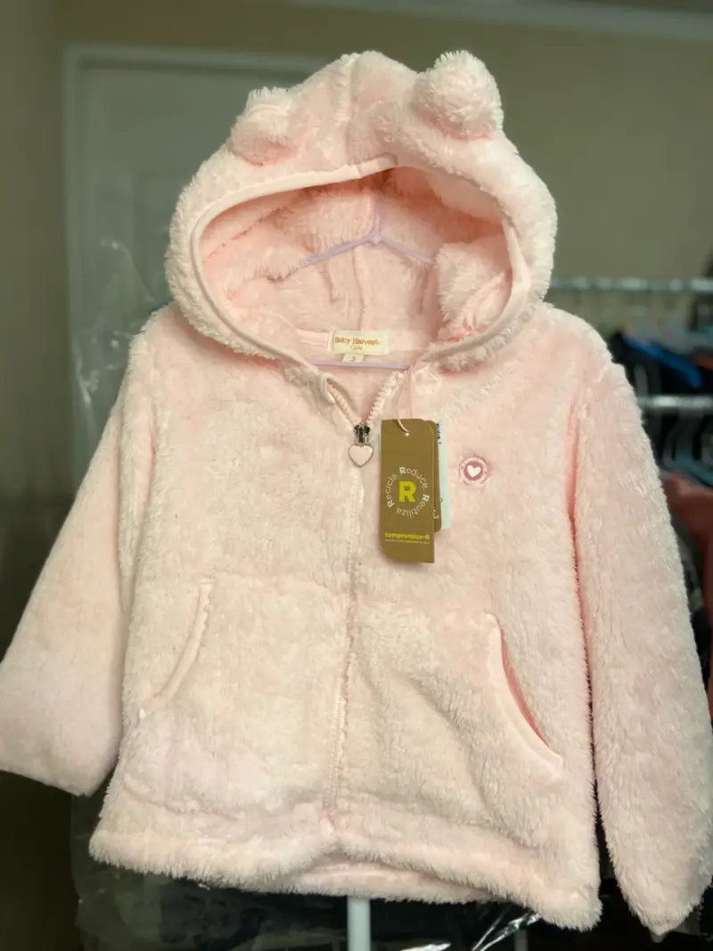 Chaqueta rosada peluche bebé - 6