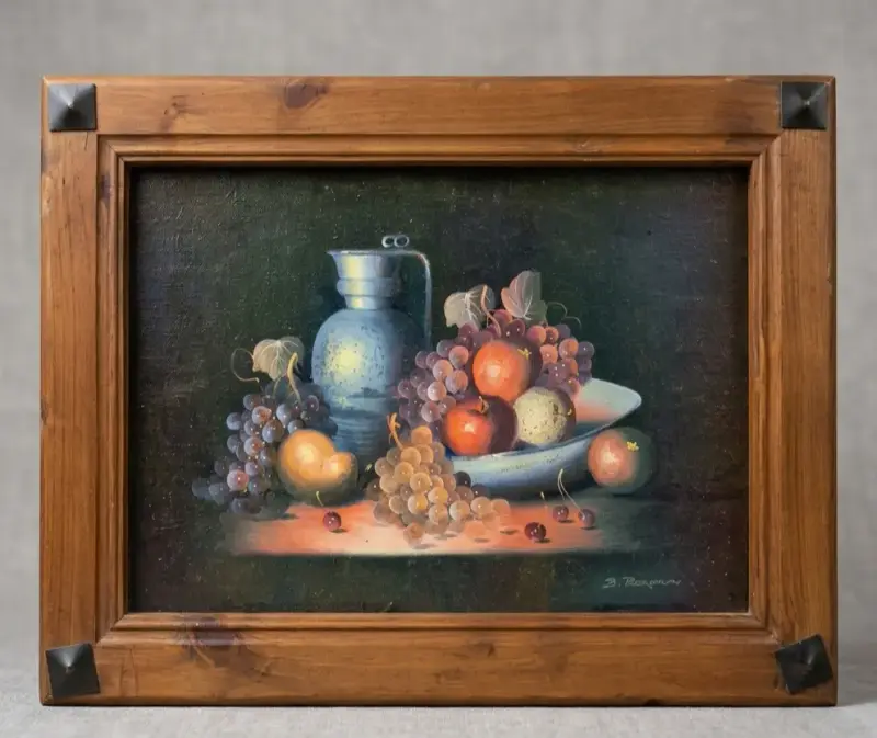 Cuadro de Óleo Bodegón Clásico firmado por B. Pear
