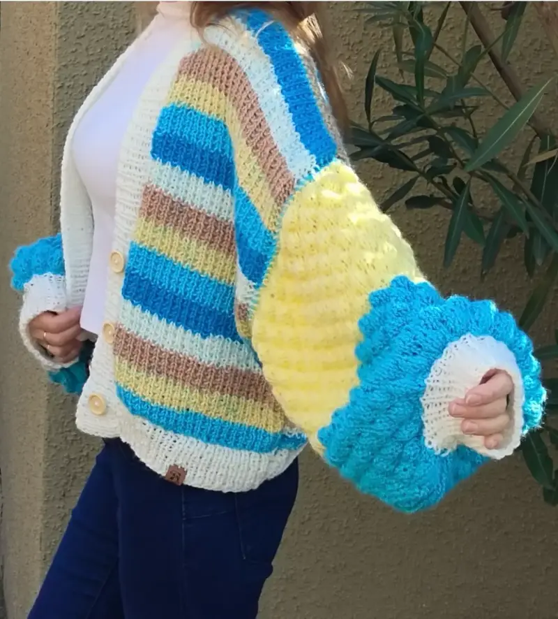 Cardigan de rayas coloridas - 1