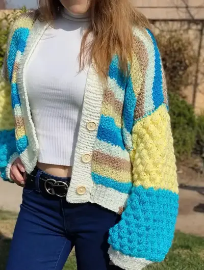 Cardigan de rayas coloridas - miniatura 2