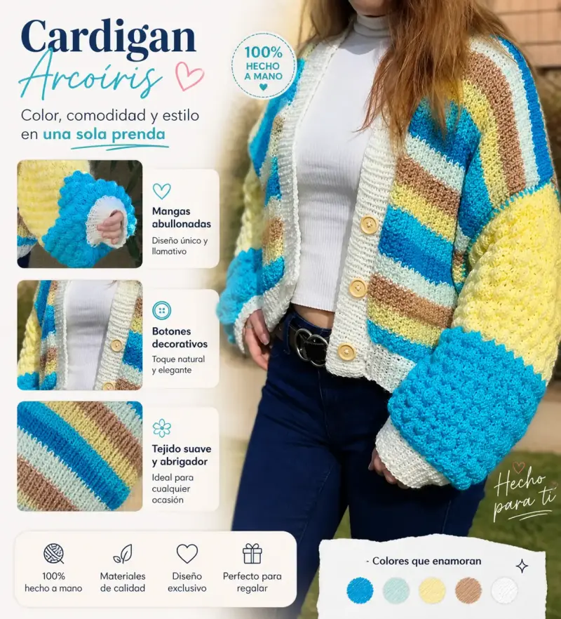 Cardigan de rayas coloridas - 3