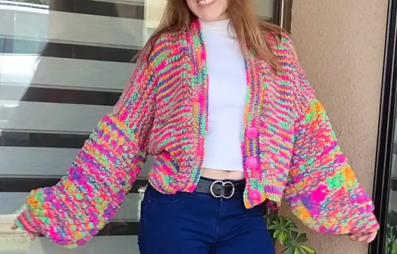 Sweater tejido a mano multicolor - 2