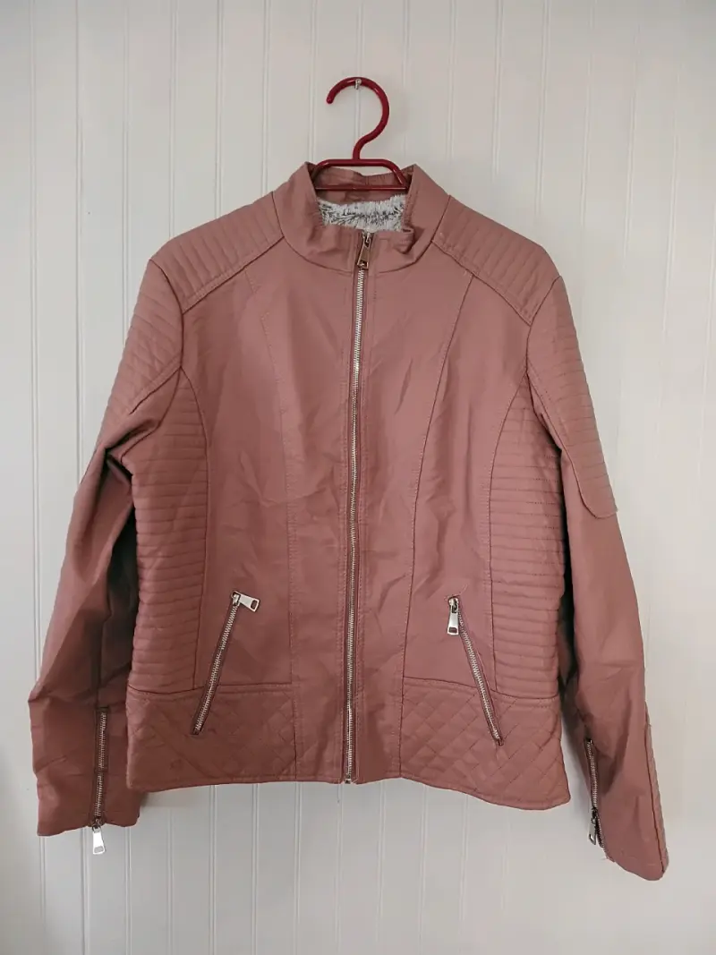 Chaqueta de invierno rosa ecocuero - 2