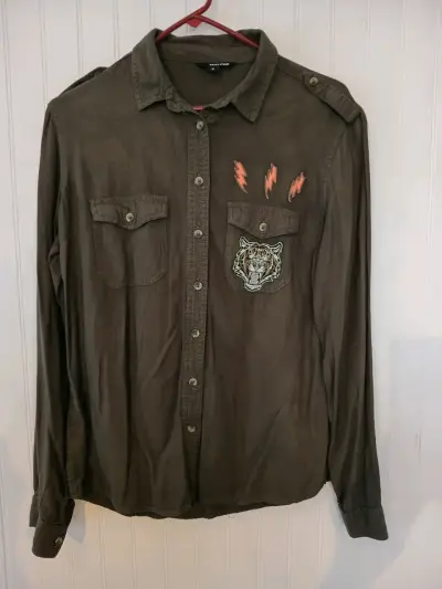 Camisa con bordado de tigre - miniatura 1