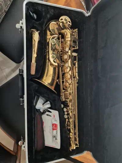 Saxofón alto dorado etinger con case rígido - miniatura 1