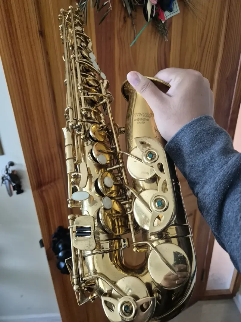 Saxofón alto dorado etinger con case rígido - 3