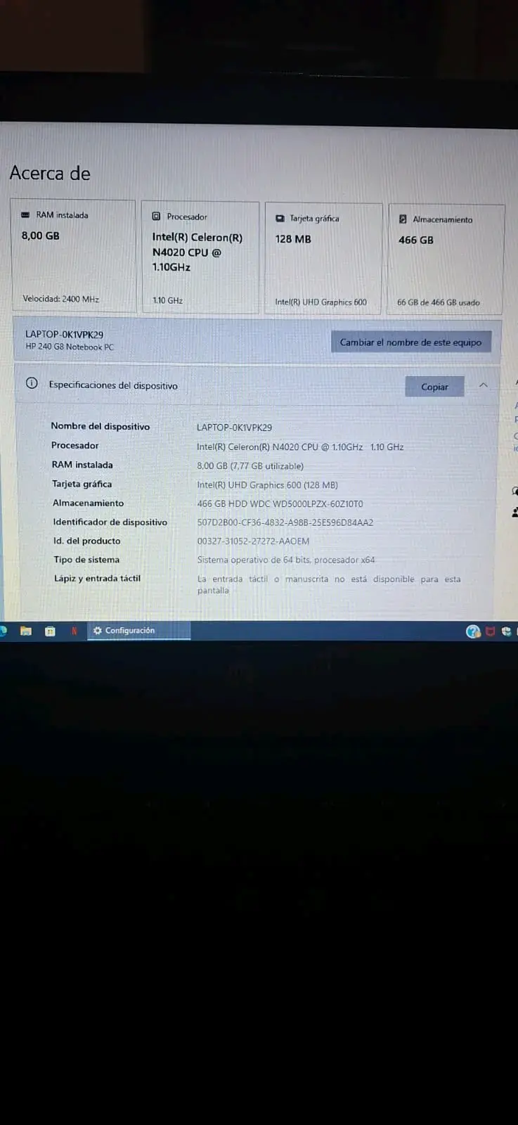Notebook HP plateado - 2