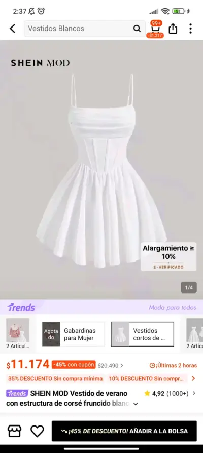 Vestido blanco SHEIN MOD - miniatura 1