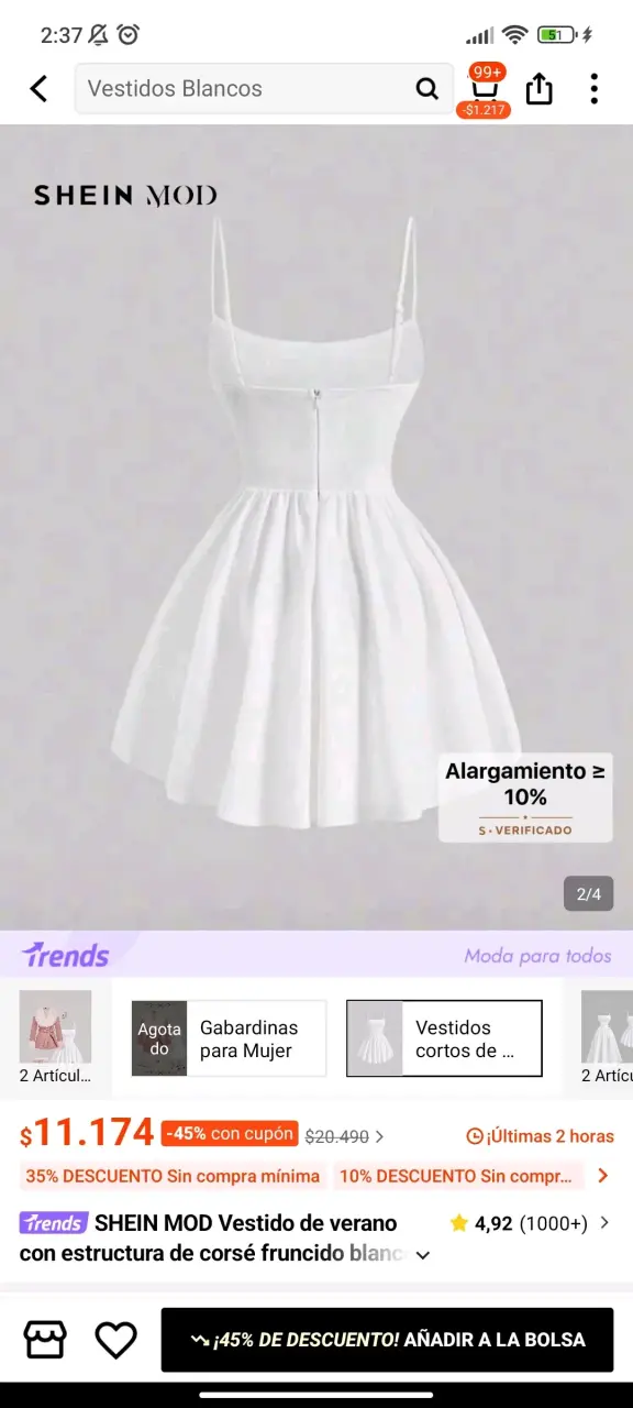 Vestido blanco SHEIN MOD - 2