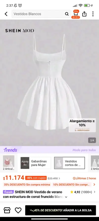Vestido blanco SHEIN MOD - miniatura 2