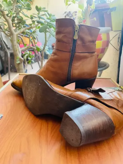 Botines de cuero marrón - miniatura 3