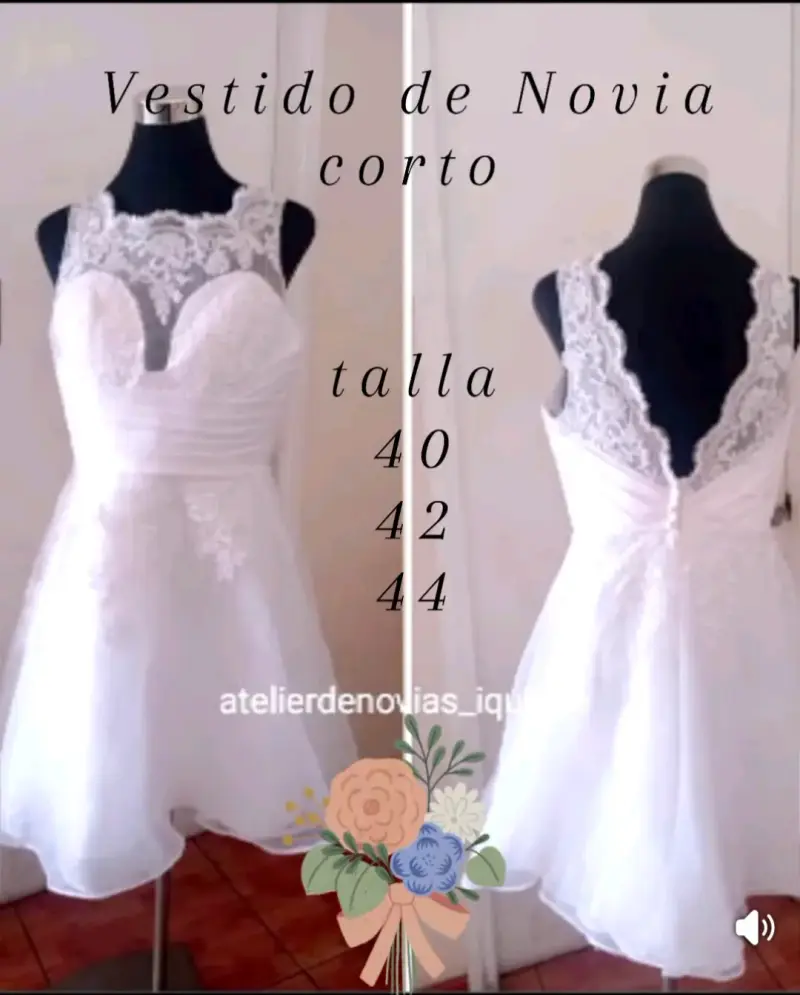 Vestido de novia corto talla 40