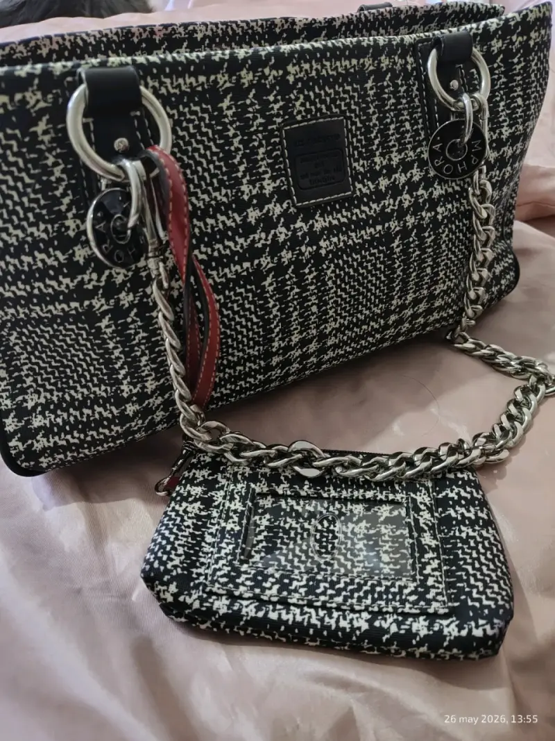 Bolso de tejido blanco y negro - 1