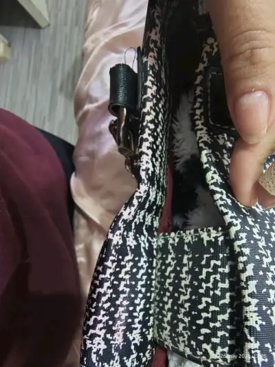 Bolso de tejido blanco y negro - miniatura 5
