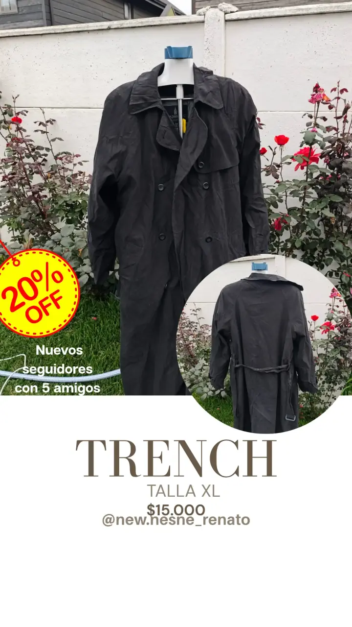 Trench coat negro XL