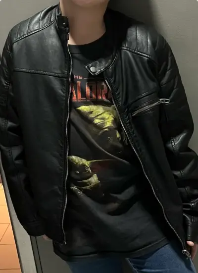 Chaqueta de cuero negra para niño - miniatura 1