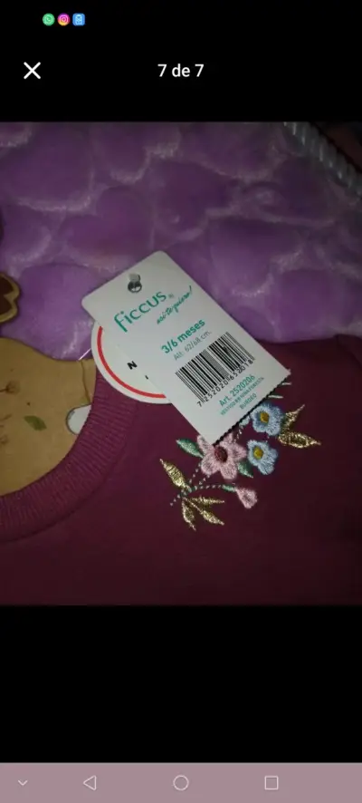 Vestido burdeo bordado bebé - miniatura 1