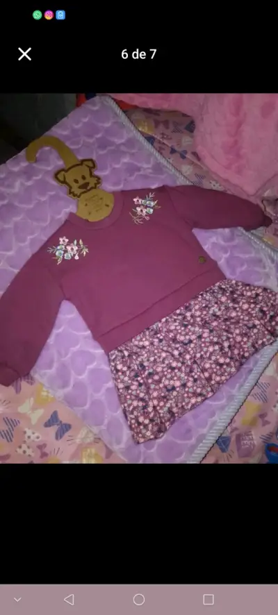 Vestido burdeo bordado bebé - miniatura 2