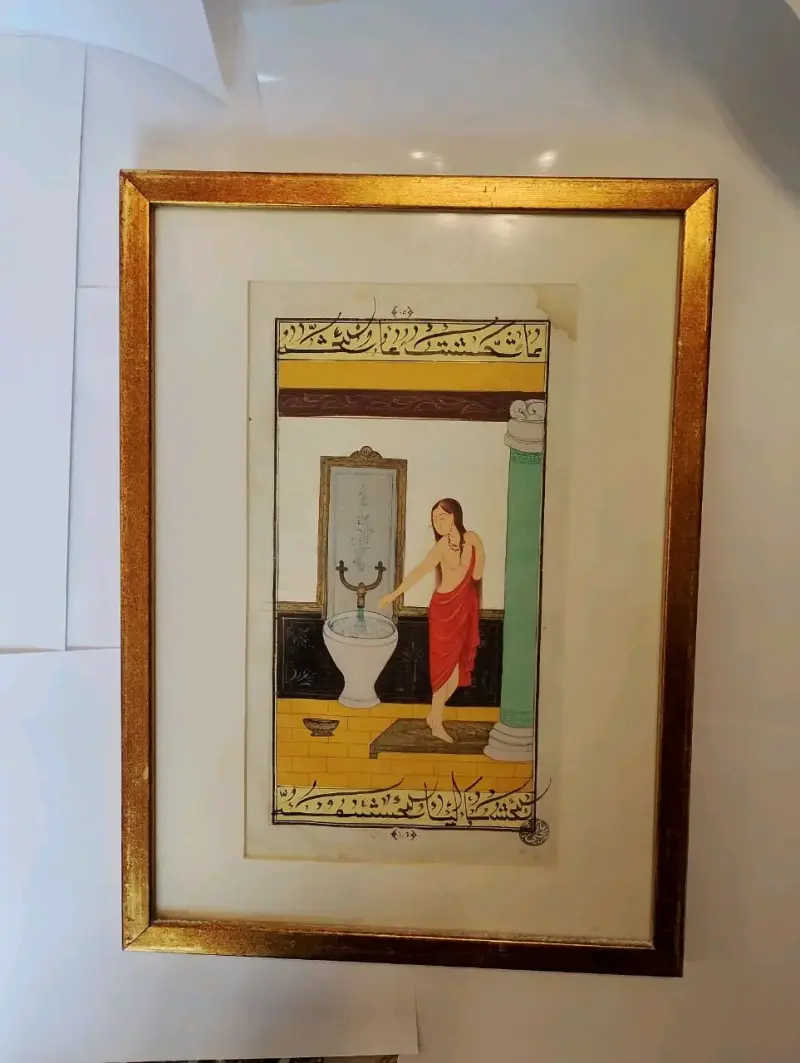 Cuadro con pintura antigua enmarcada