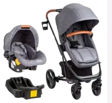 Coche de bebé 3 en 1 gris - 1
