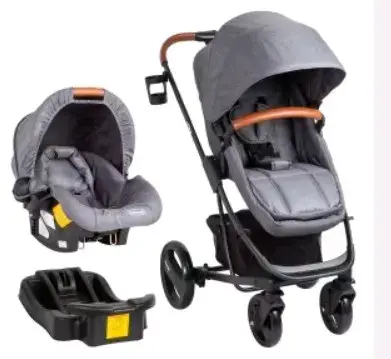 Coche de bebé 3 en 1 gris - miniatura 1