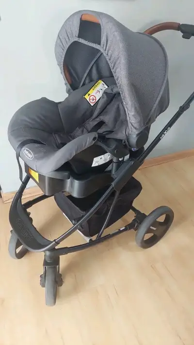 Coche de bebé 3 en 1 gris - miniatura 4