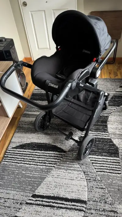 Coche de bebé plegable negro - miniatura 4