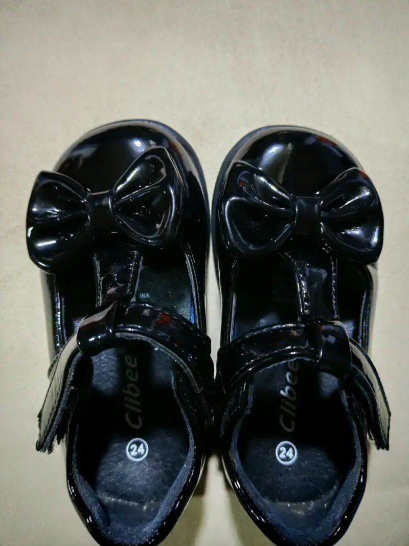 Zapatos para niña negros con lazo Talla 24 - 5