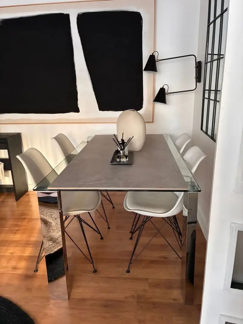 Mesa comedor moderna de cristal + sillas - 2