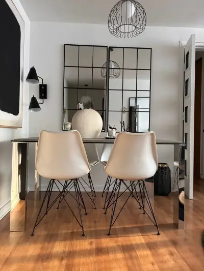 Mesa comedor moderna de cristal + sillas - miniatura 3