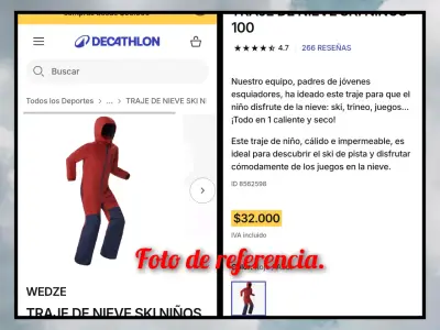 Overol de esquí rojo para niños - miniatura 2