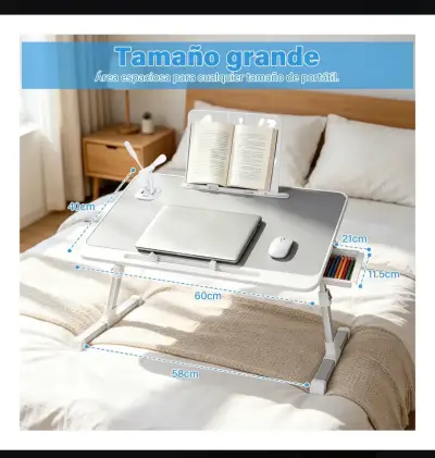 Mesa portátil para cama blanca - miniatura 3