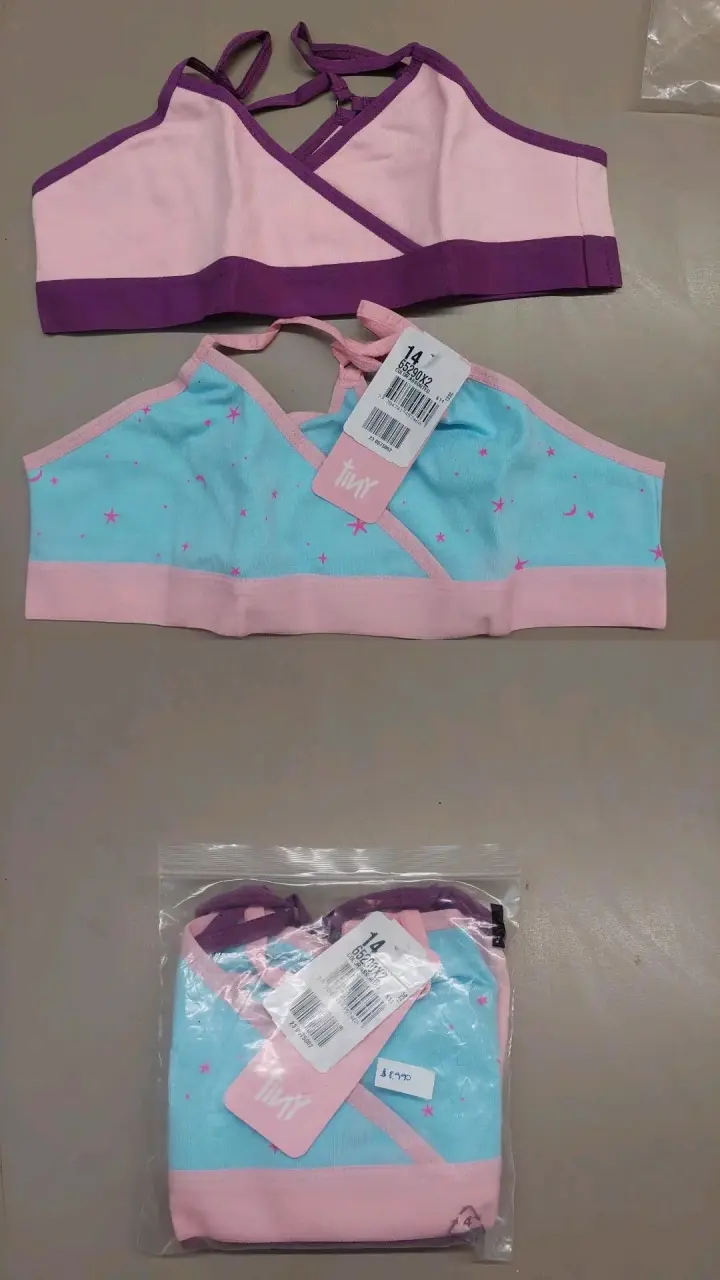 Conjunto de bralettes rosado y celeste