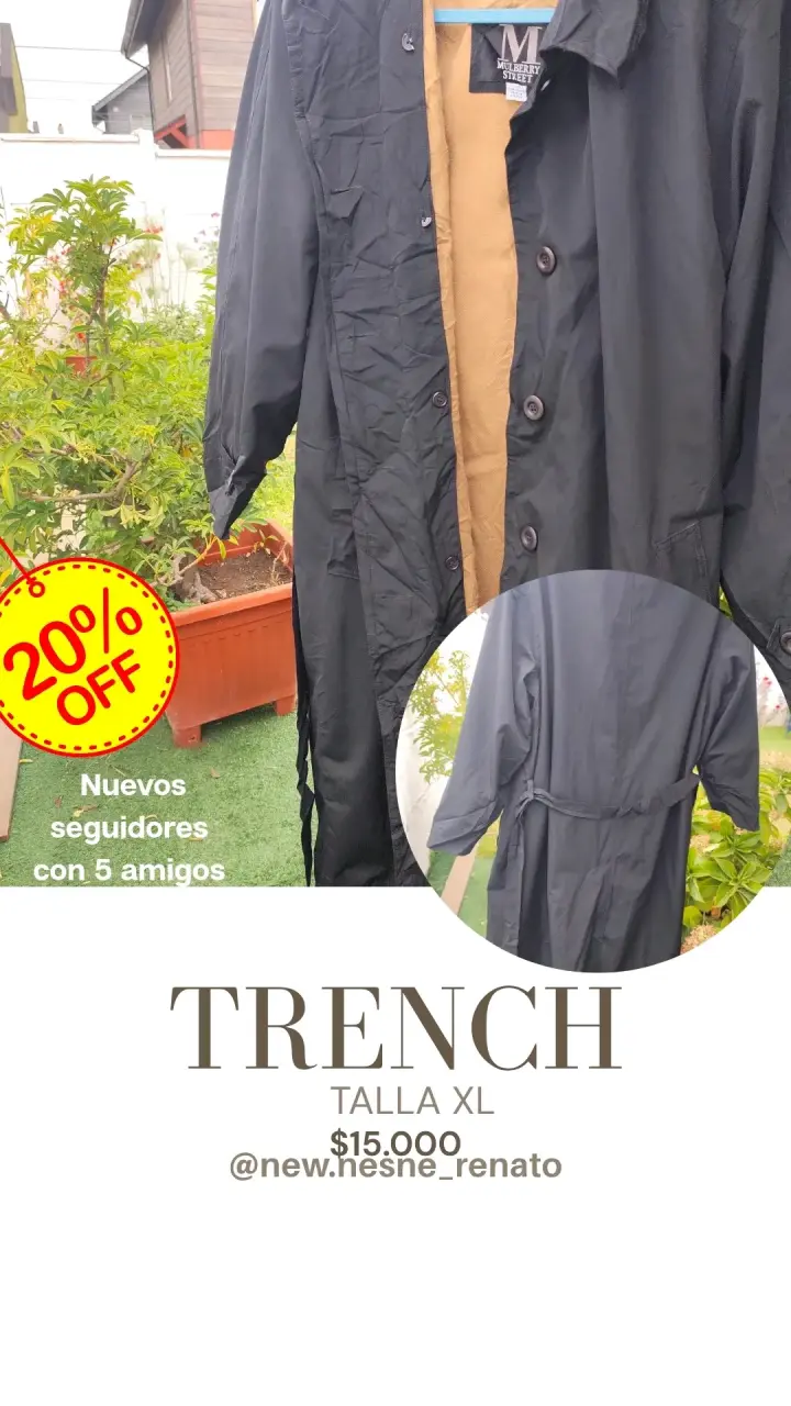 Trench coat negro XL