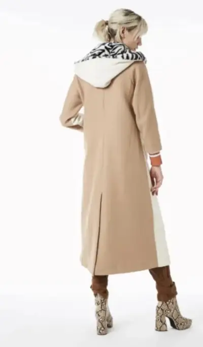 Abrigo largo con capucha beige - miniatura 5