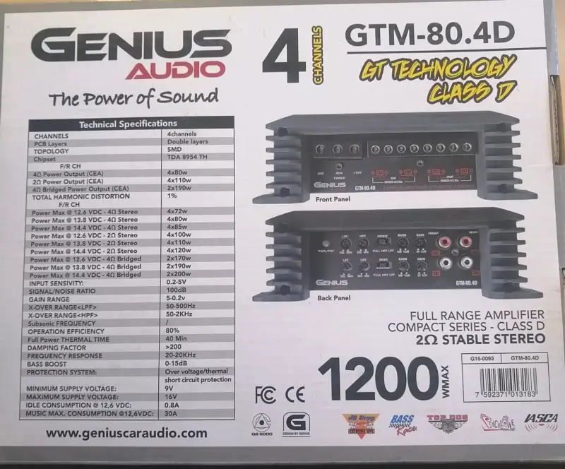 Amplificador Genius Audio GTM-80.4D - 2