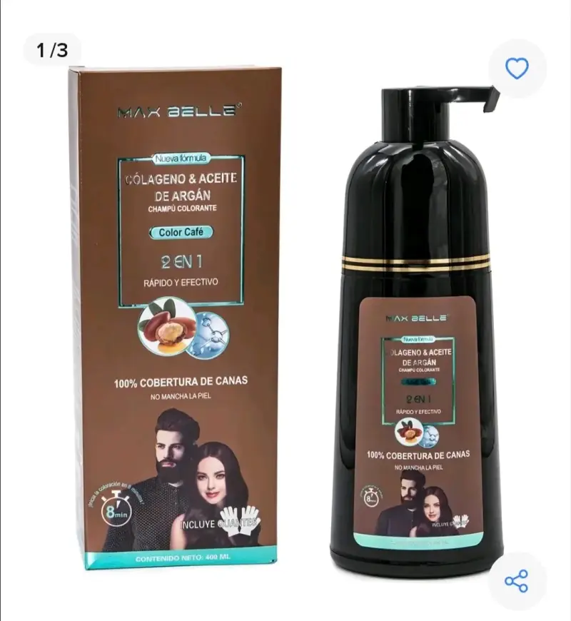 Shampoo colorante marrón cubre 100% canas - 1